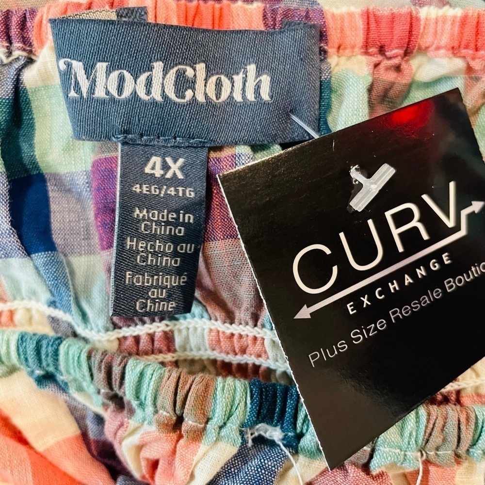 Modcloth Peasant Gingham Midi Blouse - Size 4X - Picture 3 of 3